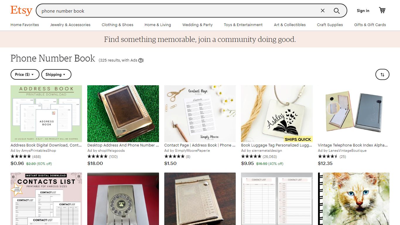 Phone Number Book - Etsy